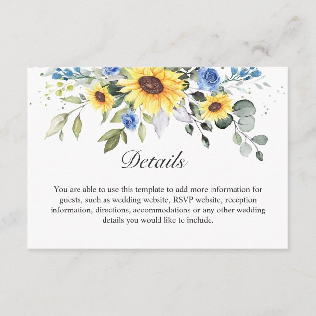 Cartão De Informações Detalhes da Folhagem Eucalyptus Sunflower Elegante (Frente)
