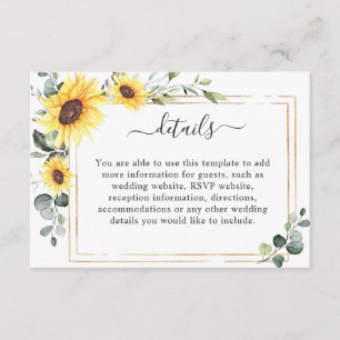 Cartão De Informações Detalhes da Folhagem Eucalyptus Sunflower Elegante