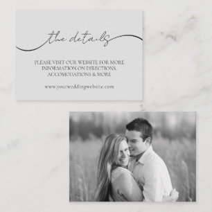 Cartão De Informações Detalhes da Fotografia Mínima de Casamento da cinz