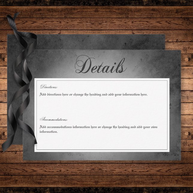 Cartão De Informações Detalhes da Matriz Preta Gótica Escura (Dark Gothic Black Watercolor Moth Details Enclosure Card)