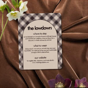 Cartão De Informações Detalhes da Noiva de Plaid Marrom Casual Info
