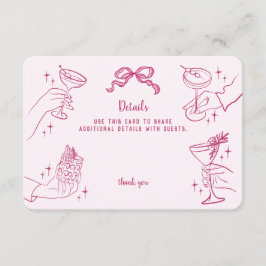 Cartão De Informações Detalhes da Parte do Cocktail Retro Rosa Rosa Inse