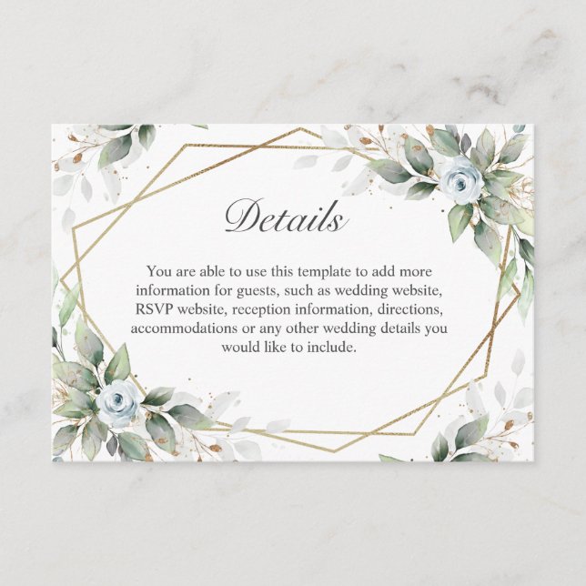 Cartão De Informações Detalhes da pasta azul empoeirada com aquarela ele (Frente)