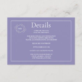 Cartão De Informações Detalhes da placa de gabinete de Lavanda de código