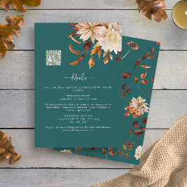 Cartão De Informações Detalhes da queda do teal