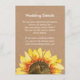 Cartão De Informações Detalhes da Recepção de casamento de girassol russ