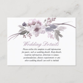 Cartão De Informações Detalhes da recepção de casamento de inverno flora