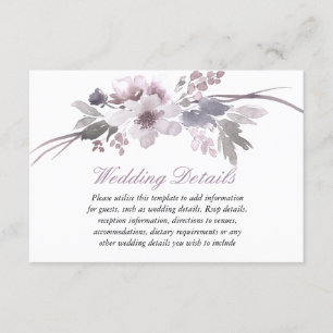 Cartão De Informações Detalhes da recepção de casamento de inverno flora
