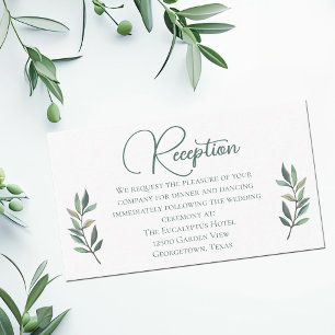 Cartão De Informações Detalhes da Recepção de casamento Eucalyptus Leaf