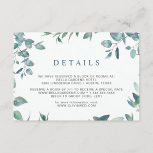 Cartão De Informações Detalhes da Recepção de casamento Eucalyptus Wat