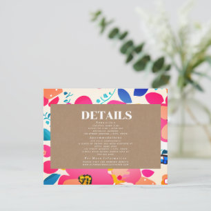 Cartão De Informações Detalhes da Recepção de casamento Floral de Corte