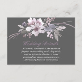 Cartão De Informações Detalhes da recepção de casamento floral elegante 