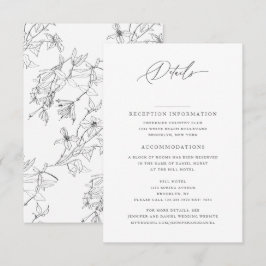 Cartão De Informações Detalhes da Recepção de casamento Floral Elegante 