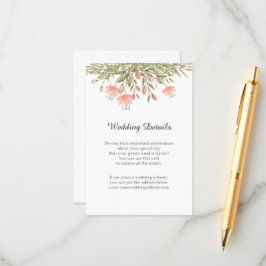 Cartão De Informações Detalhes da Recepção de Casamento Floral em Aquare