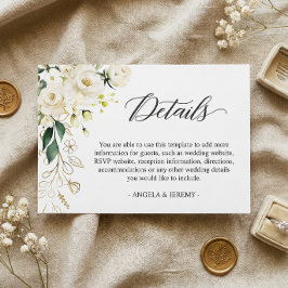 Cartão De Informações Detalhes da Recepção de Casamento Floral Rosa Bran
