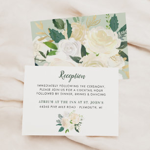 Cartão De Informações Detalhes da Recepção de Casamento Floral Salvia