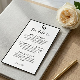 Cartão De Informações Detalhes da Recepção de Casamento Minimalista Info
