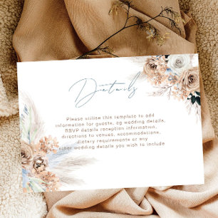 Cartão De Informações Detalhes da Recepção de casamento Moderna do Boho 