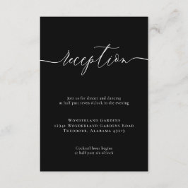 Cartão De Informações Detalhes da Recepção de casamento Negra Mínima Mod