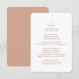 Cartão De Informações Detalhes da Recepção de Casamento Terracota Branca
