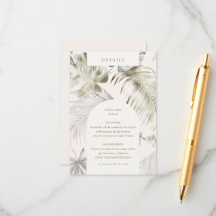 Cartão De Informações Detalhes da Recepção de Folhagem Tropical Silver