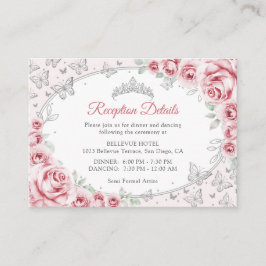 Cartão De Informações Detalhes da Recepção de Quinze Anos Rosa Prata