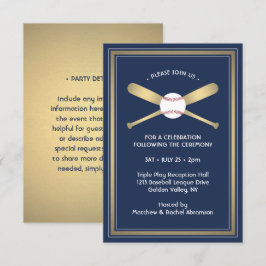 Cartão De Informações Detalhes da Recepção e Festa do Tema de Beisebol N