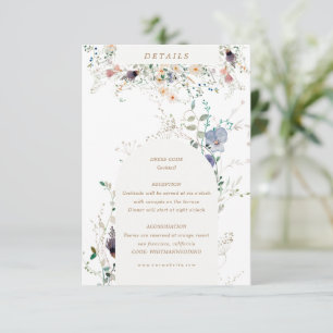 Cartão De Informações detalhes da recepção elegante de flores silvestres