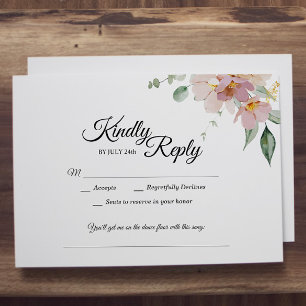 Cartão De Informações Detalhes da Recepção Floral do Mauve Vintage e Ros