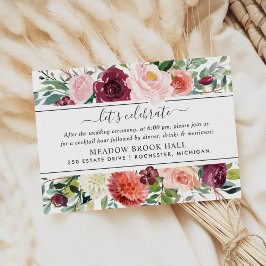 Cartão De Informações Detalhes da Recepção Floral Rosa Borgonha