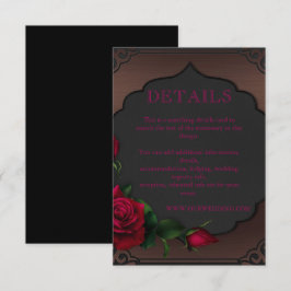 Cartão De Informações Detalhes da Rosa vermelha Gótica de Quadro Antigo