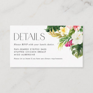 Cartão De Informações Detalhes da RSVP de Verão de Flores Tropicais de A