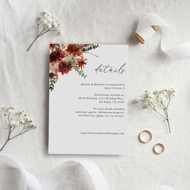 Cartão De Informações Detalhes da Terra Rústica e Florais de Champanhe 2 (Criador carregado)