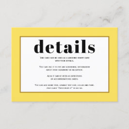 Cartão De Informações Detalhes da tipografia negra e da borda amarela do