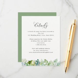 Cartão De Informações Detalhes da vegetação e folhagem em Watercolor