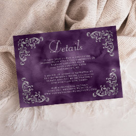 Cartão De Informações Detalhes da Vintage Silver Purple Watercolor