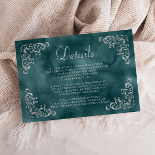 Cartão De Informações Detalhes da Vintage Silver Teal Blue Watercolor