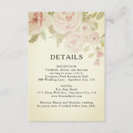 Cartão De Informações Detalhes da Vintagem Floral de Cor de Água Flórida