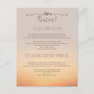 Cartão De Informações Detalhes das Festas de Casamento na Praia