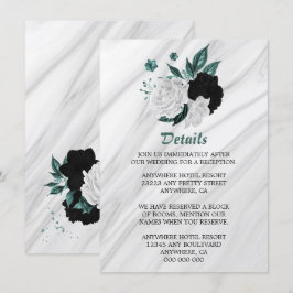 Cartão De Informações Detalhes das flores brancas e lacas pretas elegant