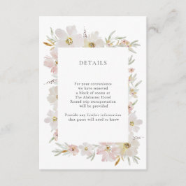 Cartão De Informações Detalhes das Flores de Aquarelas de Creme e Blush