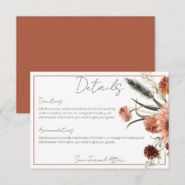 Cartão De Informações Detalhes das Flores Rustic Terracotta Rust