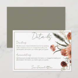 Cartão De Informações Detalhes das Flores Rustic Terracotta Rust