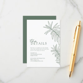 Cartão De Informações Detalhes das Folhas Botânicas Verdes Florestais