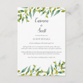 Cartão De Informações Detalhes das Informações do Convidado do Jardim Co