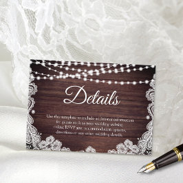 Cartão De Informações Detalhes das Luzes da Corrente de Lace Branco de M