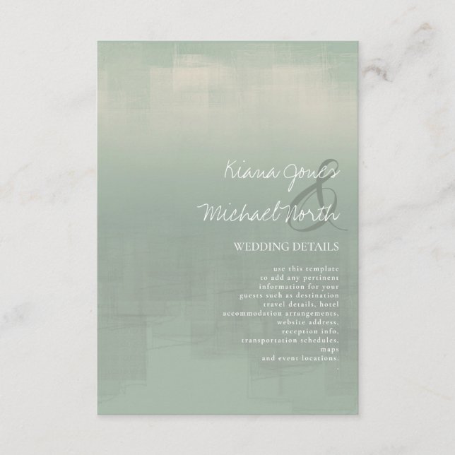 Cartão De Informações Detalhes das Reflexões de Aquarela, ID Verde774 (Frente)