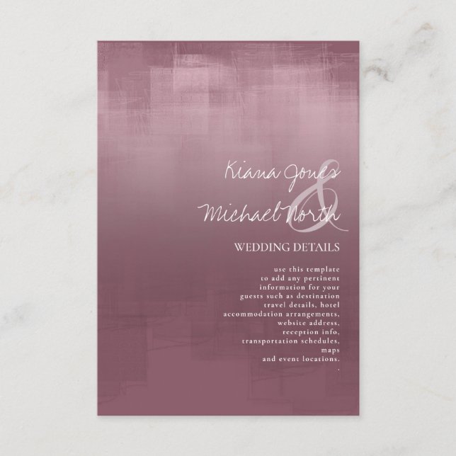 Cartão De Informações Detalhes das Reflexões de Aquarela, Mauve ID774 (Frente)