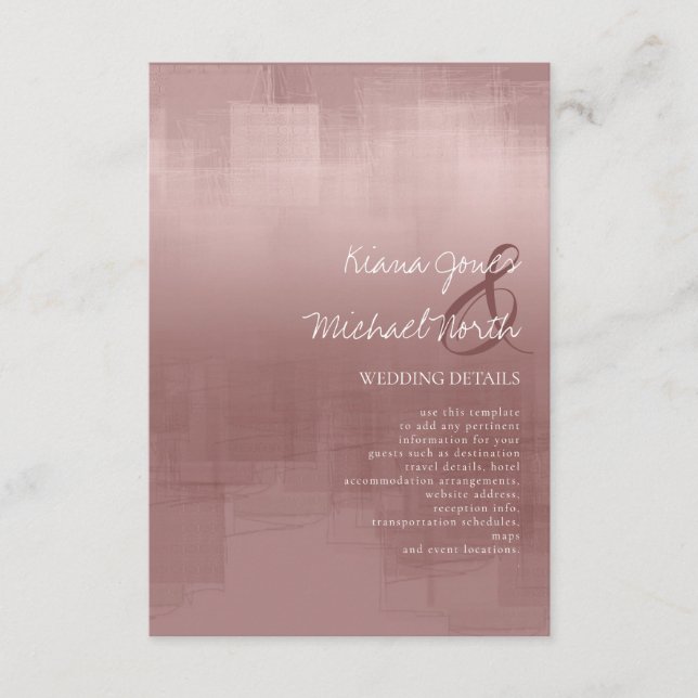 Cartão De Informações Detalhes das Reflexões de Aquarela Rosa de Canela  (Frente)