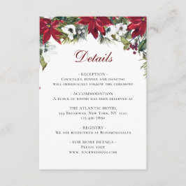 Cartão De Informações Detalhes de Aquarela de Poinsettia Vermelha Elegan